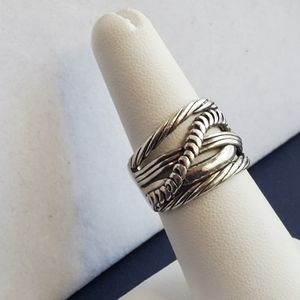 PZ 925 Sterling Texturized Rope Weave Band Ring 6.75